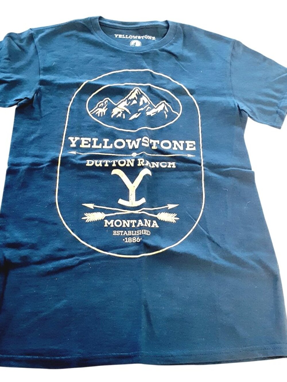 Yellowston Unisex T-Shirt S Black Graphics Cotton Crew Neck Short Sleeve